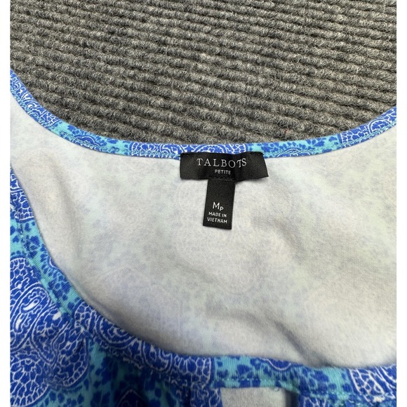 Talbots Dress Womens Petite Medium Blue Paisley Sleeveless Maxi Boho Sundress - Picture 4 of 6